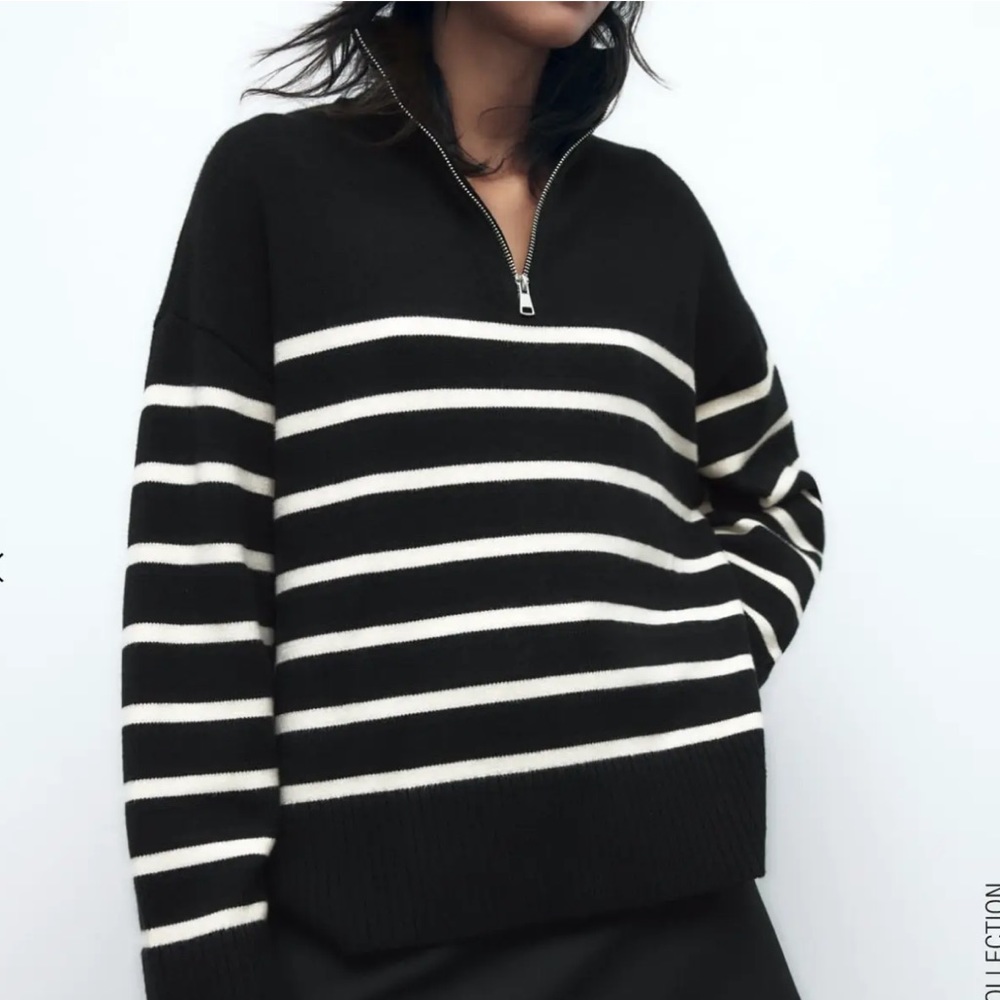 Zara Striped Sweater with Zip
